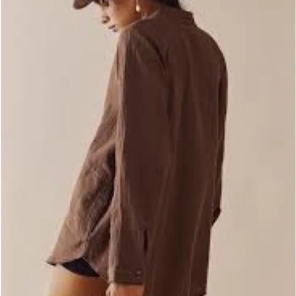 We the Free Summer Daydream shirt in brown size L Free People NWT - Picture 2 of 10